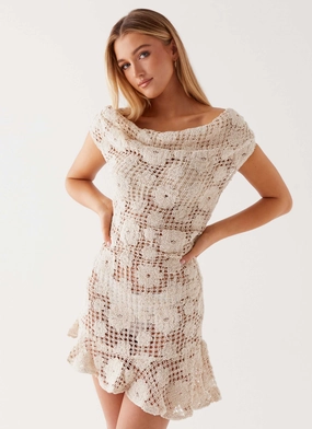 Countryside-Style Sunnyside Crochet Mini Dress - Ivory