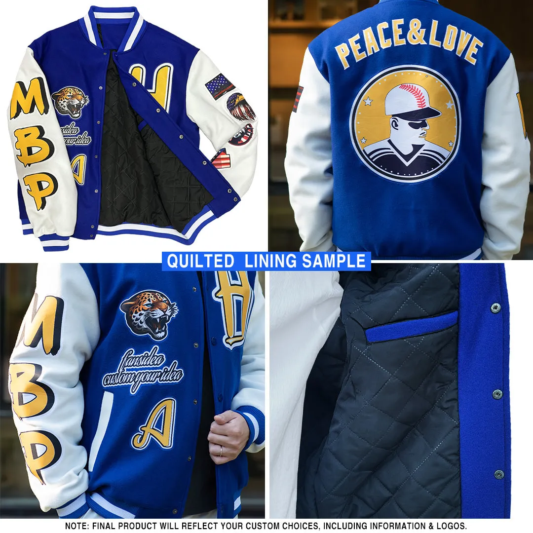 Custom Black Old Gold Leopard Print 3D Pattern Design Bomber Full-Snap Varsity Letterman Jacket