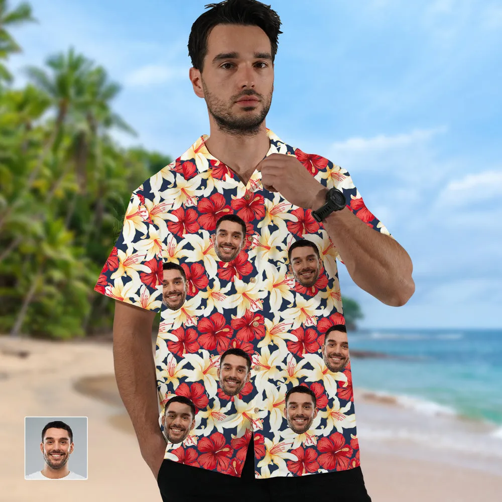 Custom Face Floral Print Hawaiian Shirt Unisex Shirts