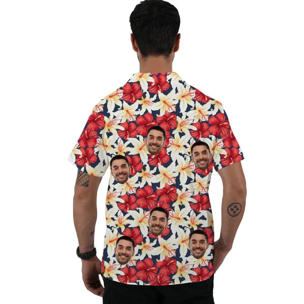 Custom Face Floral Print Hawaiian Shirt Unisex Shirts