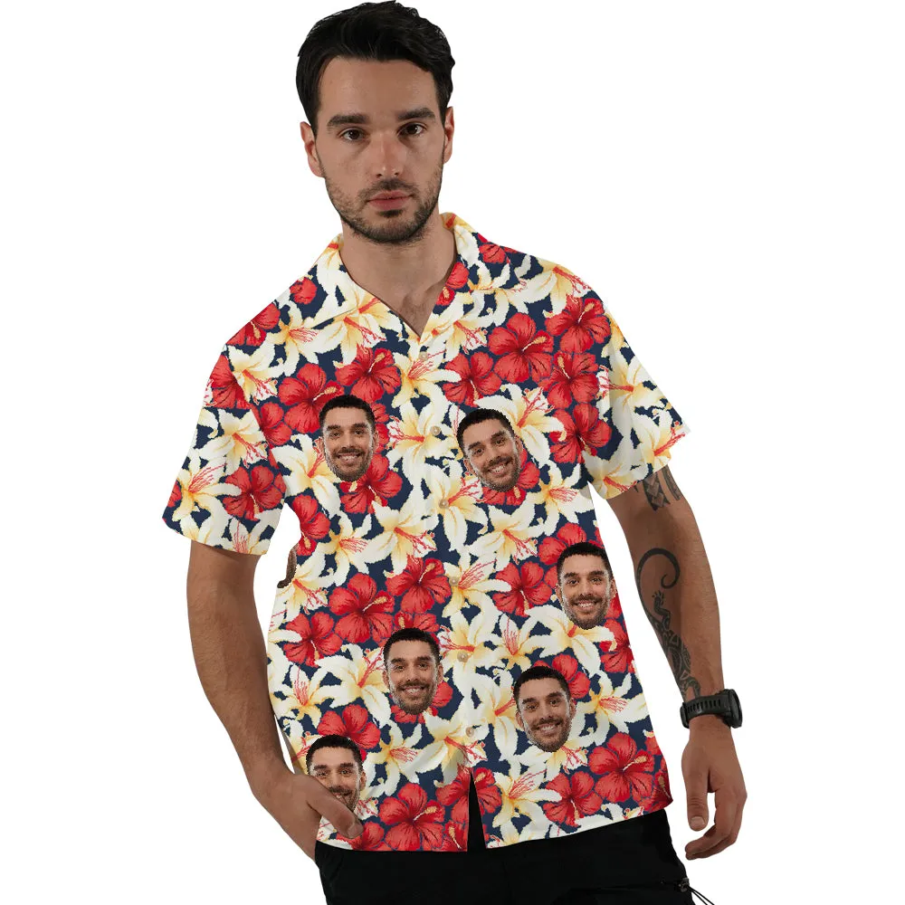 Custom Face Floral Print Hawaiian Shirt Unisex Shirts