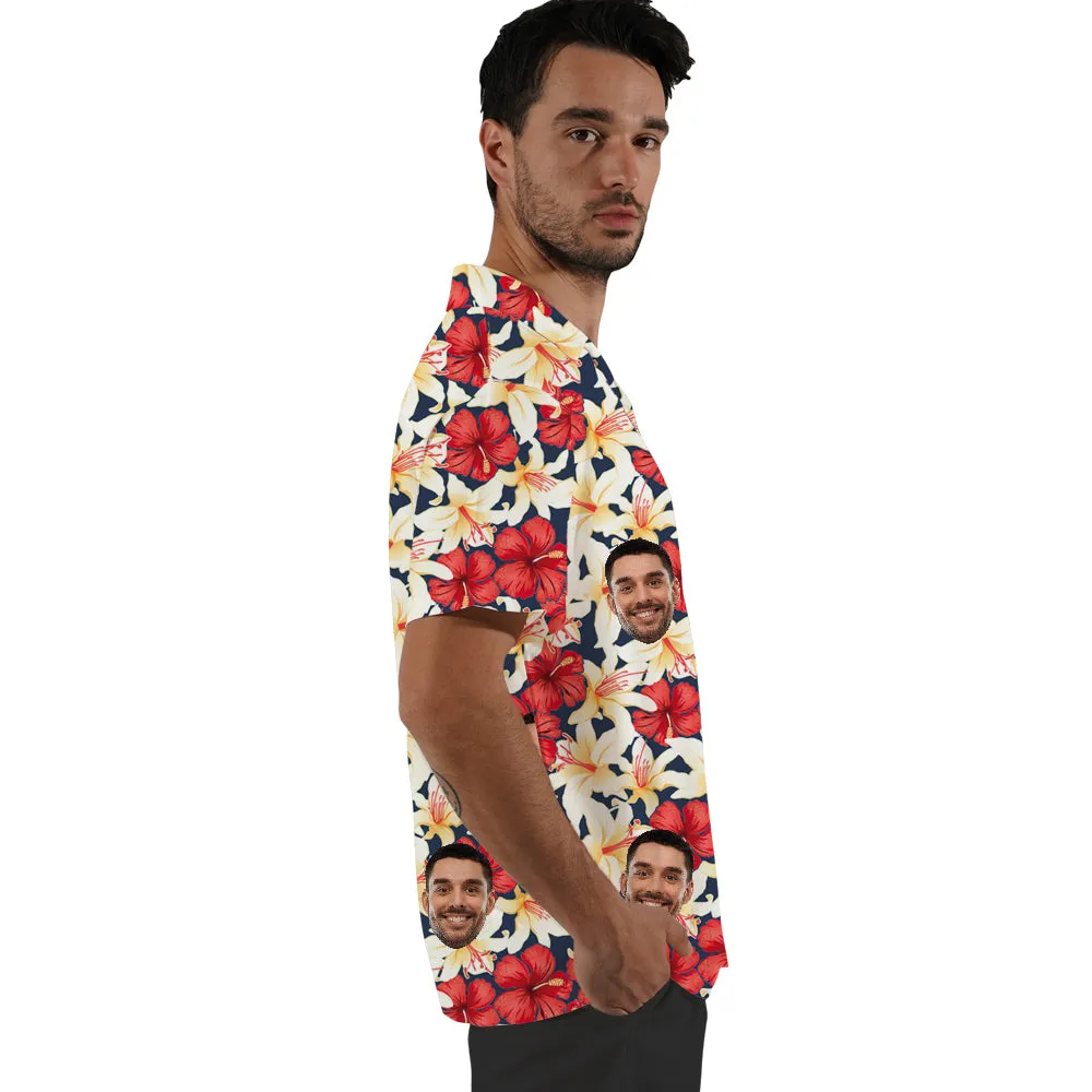 Custom Face Floral Print Hawaiian Shirt Unisex Shirts