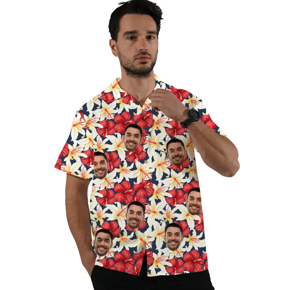 Custom Face Floral Print Hawaiian Shirt Unisex Shirts