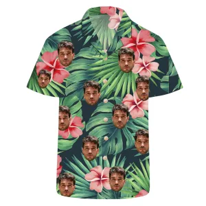 Custom Face Safflower Green Leaves Hawaiian Shirt