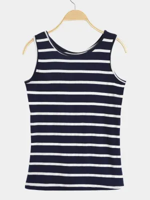 Custom Round Neck Stripe Sleeveless T-Shirts