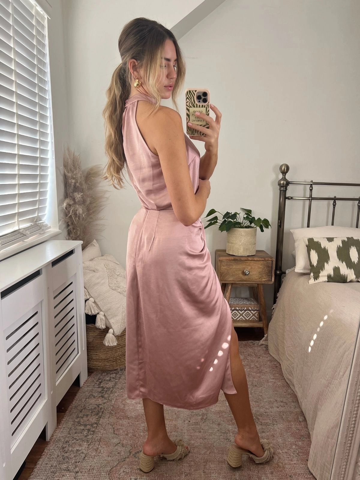 Denim style Valencia High Waist Drape Skirt / Blush