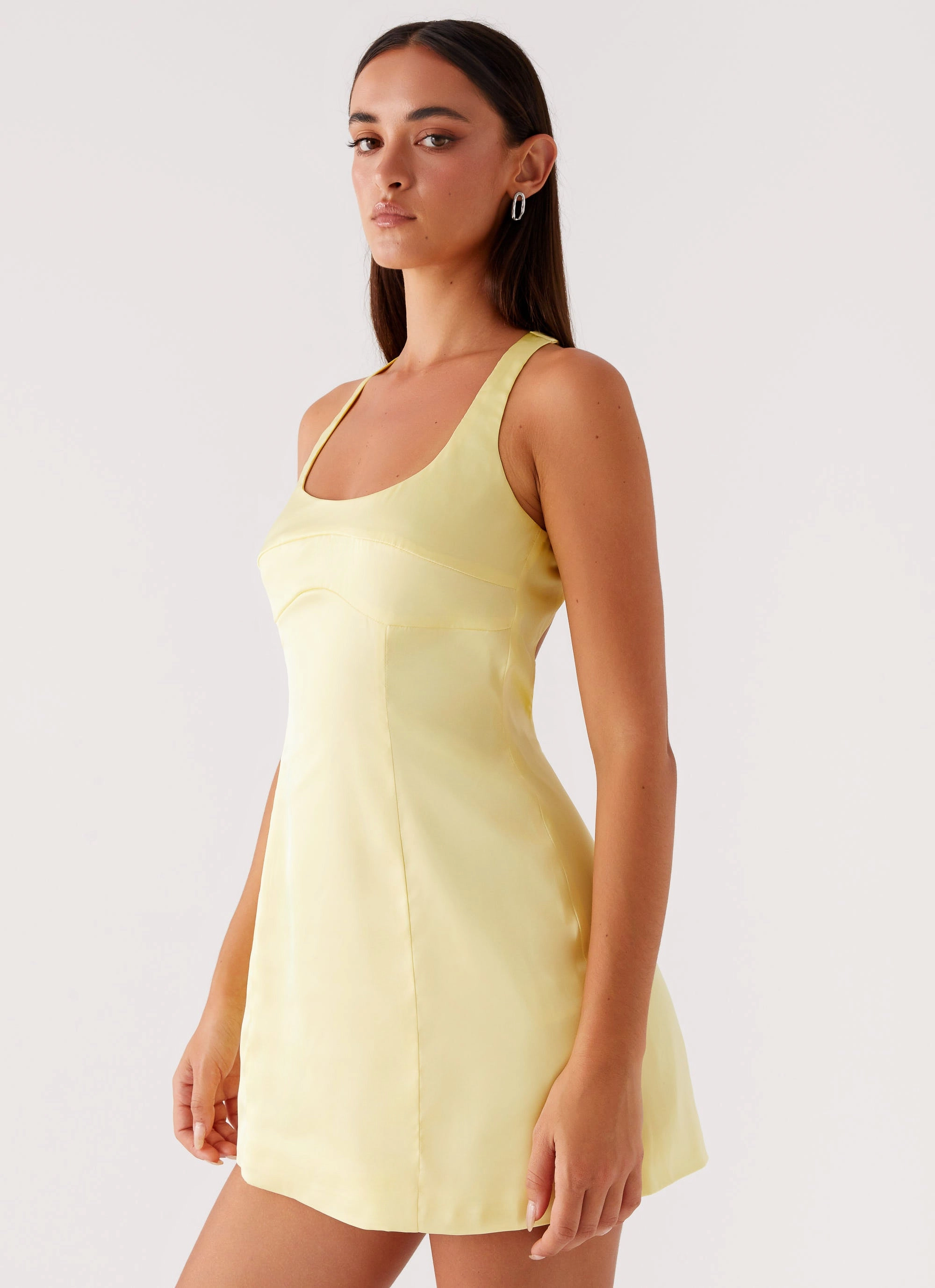 Low Maintenance Free Step Freefall Satin Mini Dress - Yellow