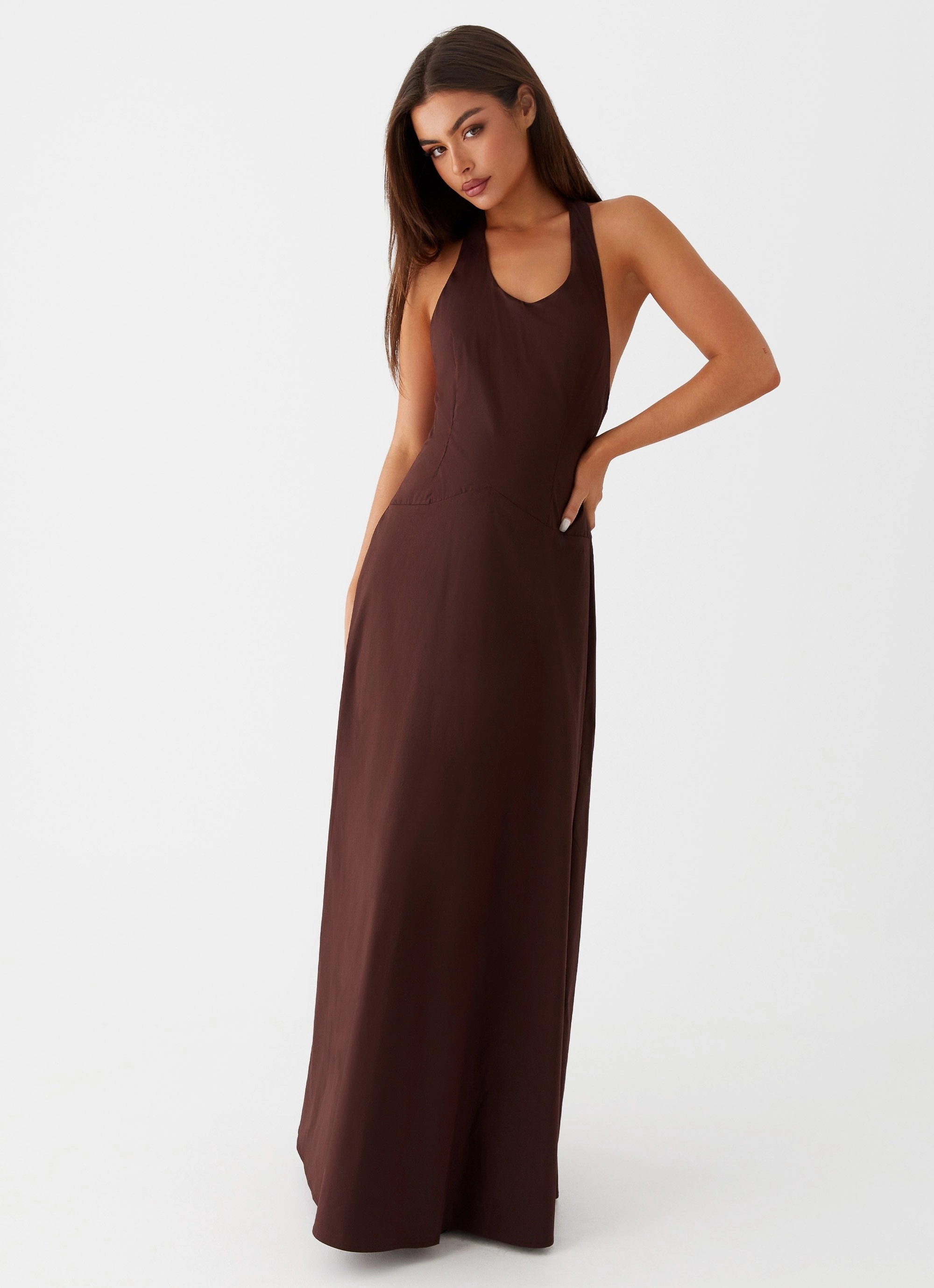 Vestige Maxi Dress - Chocolate Sleek Comfort