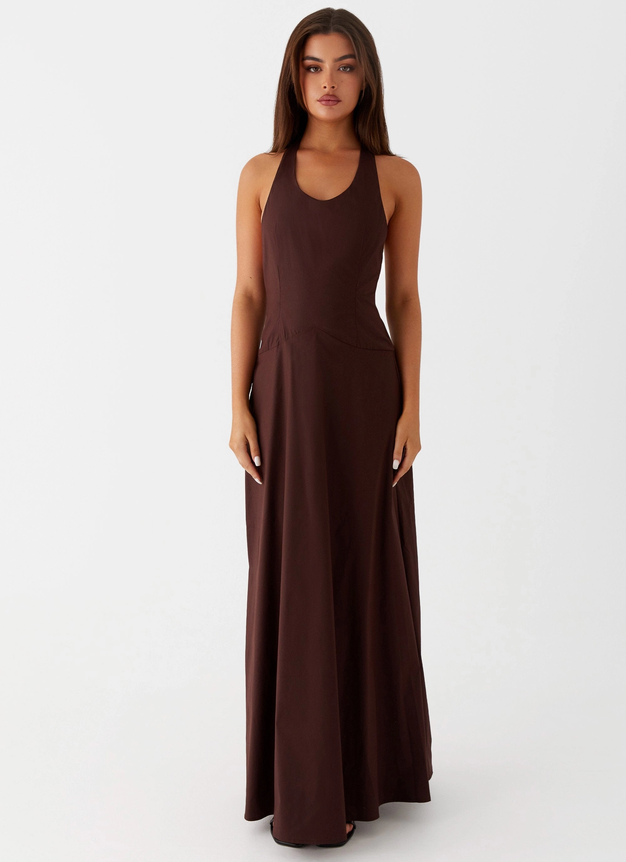 High-waist Vestige Maxi Dress - Chocolate