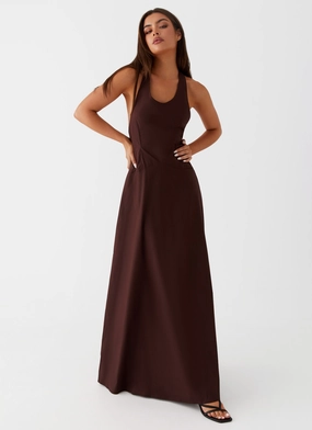 Vestige Maxi Dress - Chocolate Office Tone Warm Soft