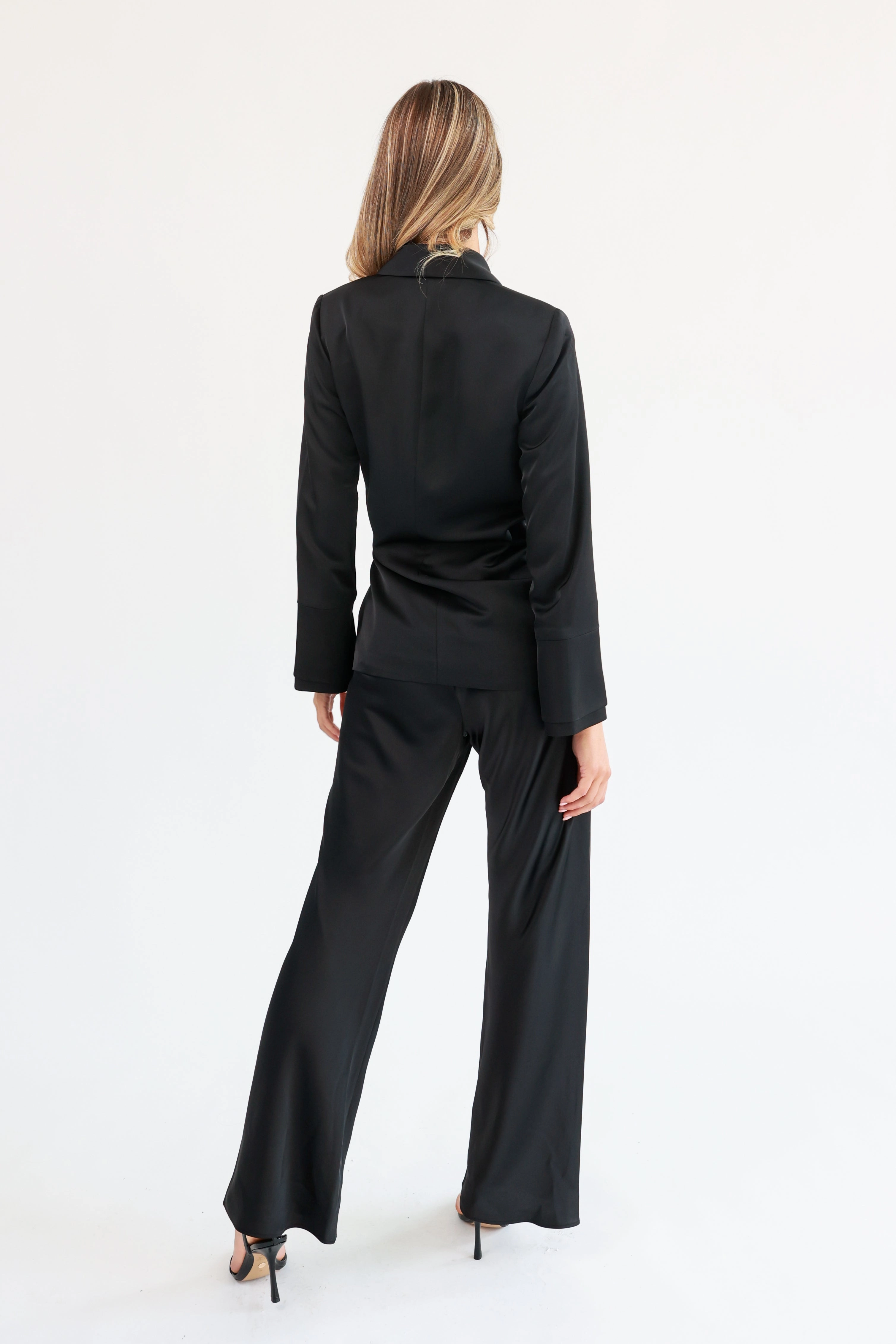 "The Sarah" Wrap Blazer (Black) Lightweight Fabric Casual event dress