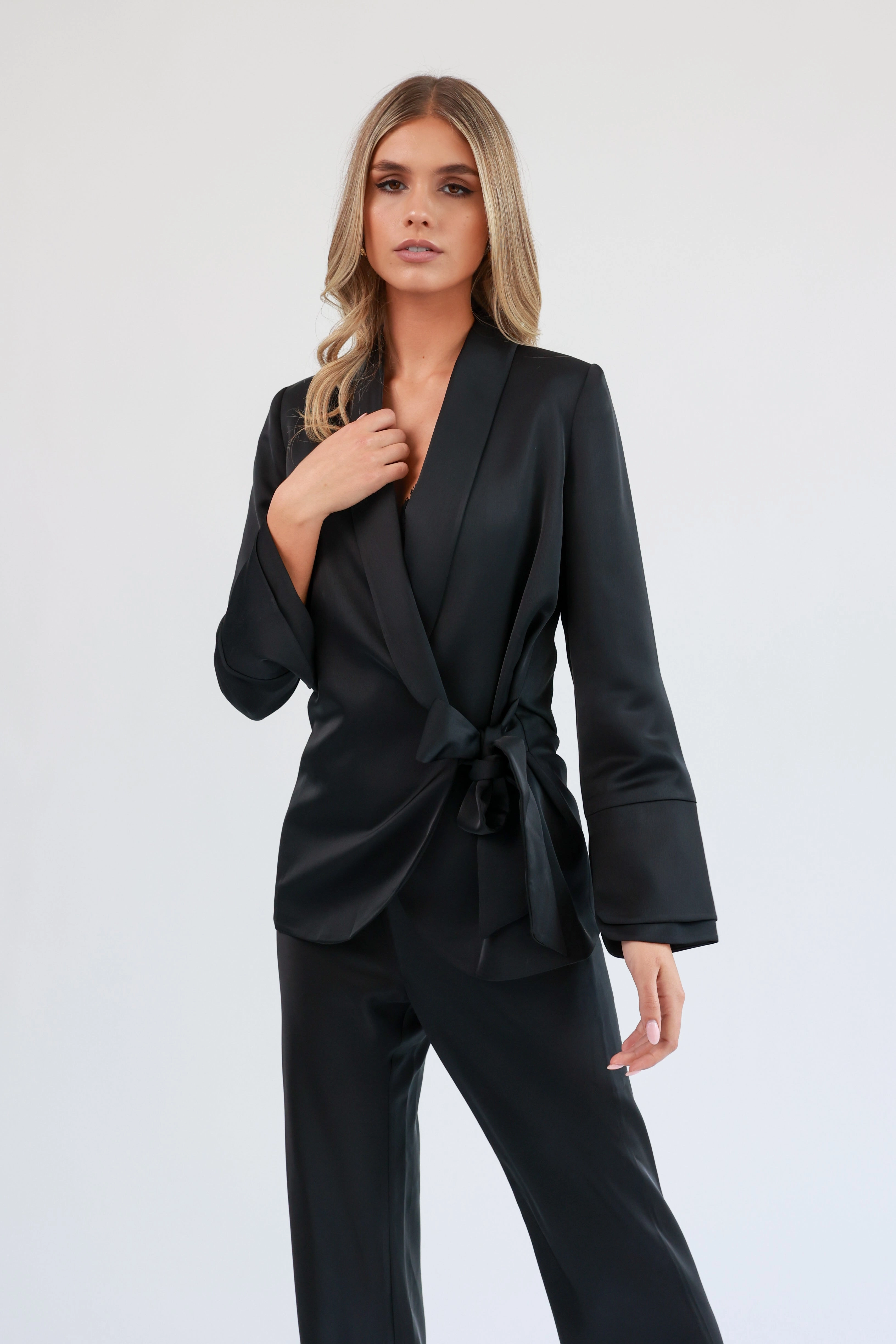 Subtle Elegance "The Sarah" Wrap Blazer (Black)