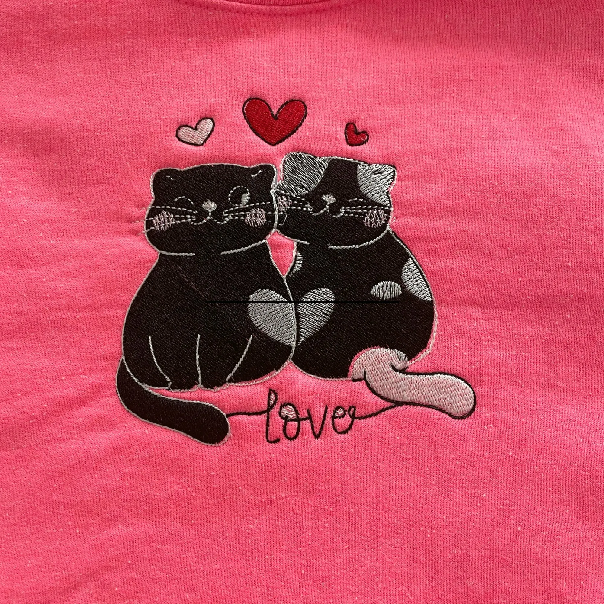 Cute Cat Embroidered Crewneck Sweatshirt