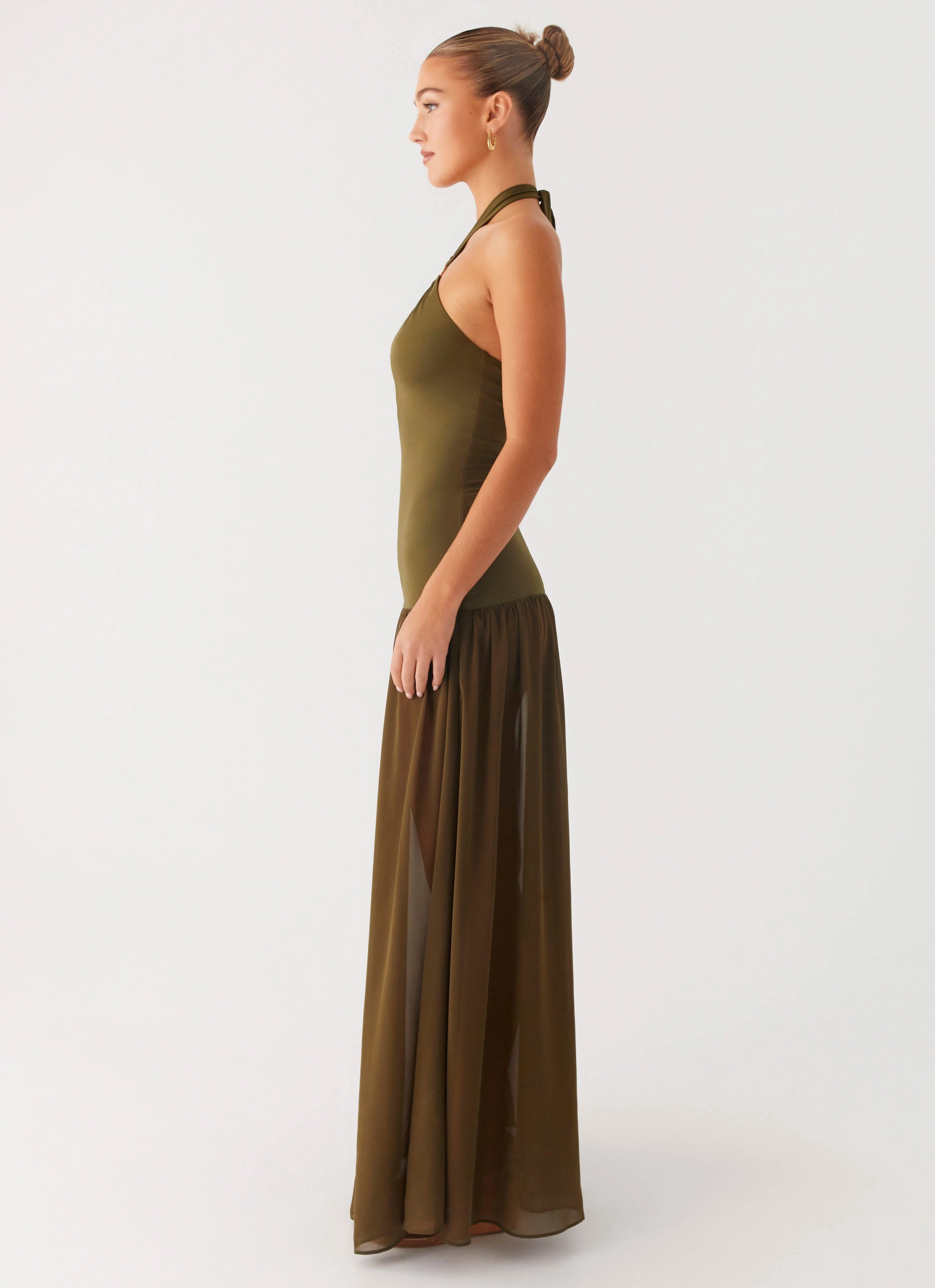 Detachable-Detail Cypress Kiss Maxi Dress - Khaki