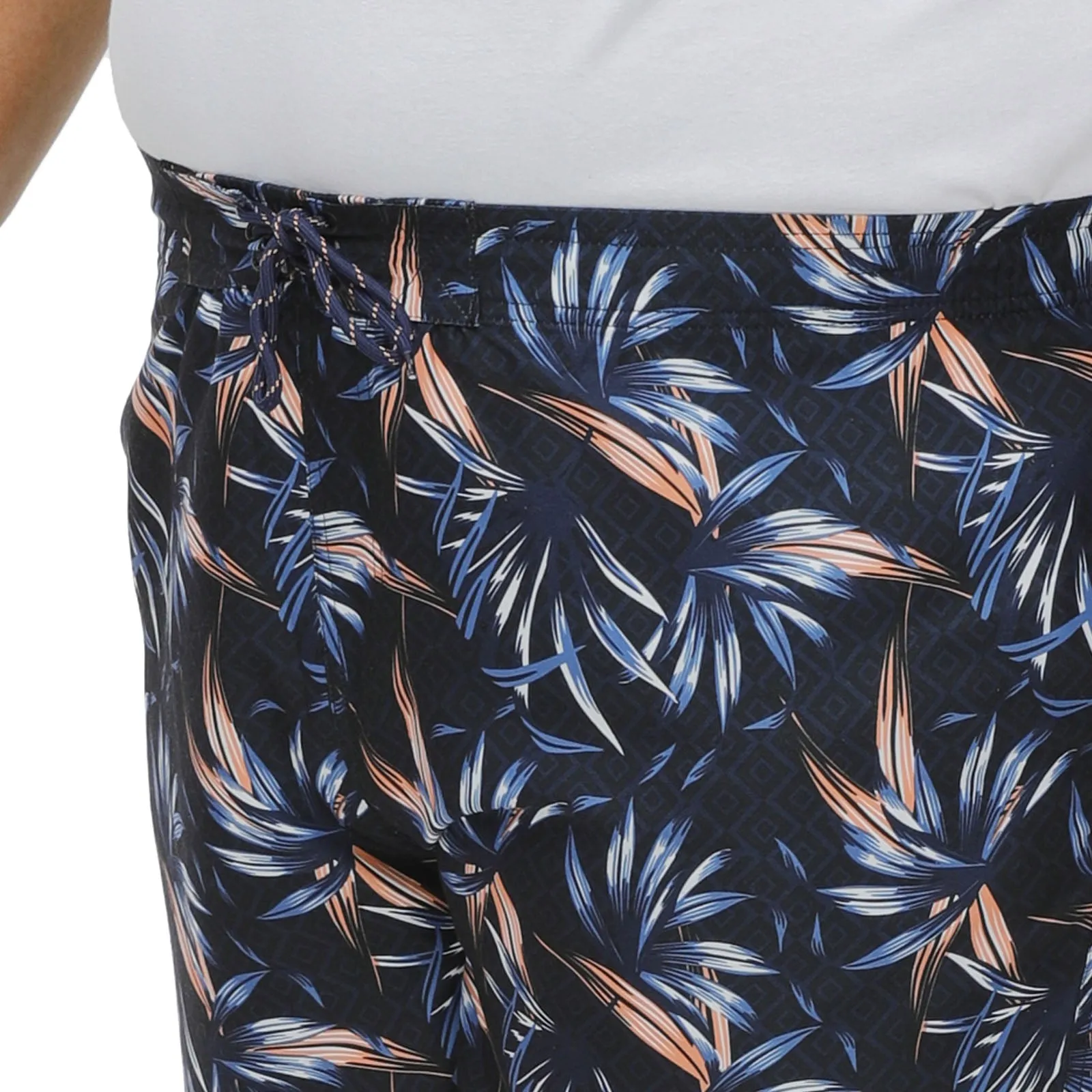D555 Mens Darian Big & Tall All Over Hawaiian Print Swim Shorts - Navy