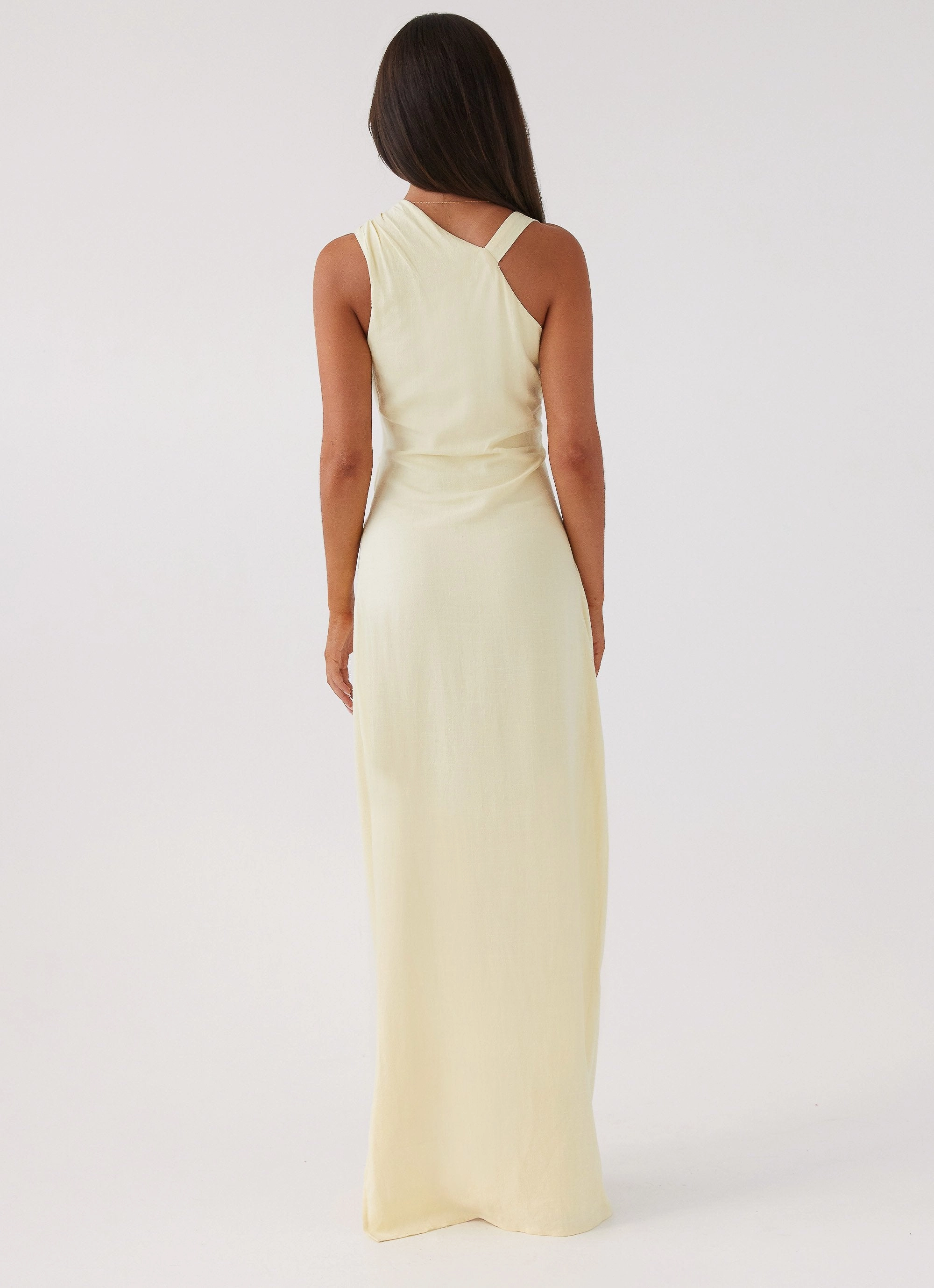 Minimalist-Style Daffodil Charm Linen Maxi Dress - Sunflower Yellow