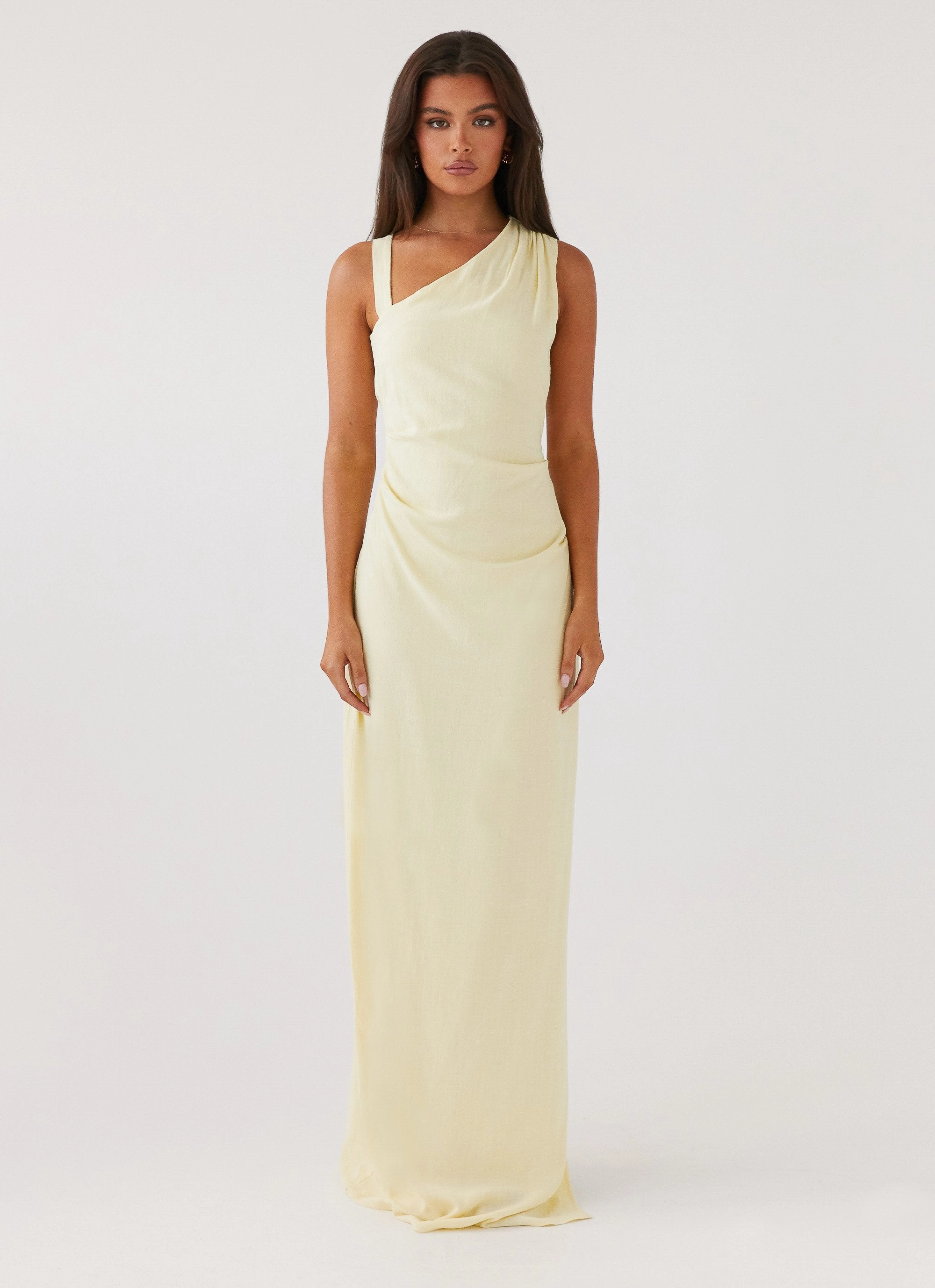 Daffodil Charm Linen Maxi Dress - Sunflower Yellow Flattering Cut Wear