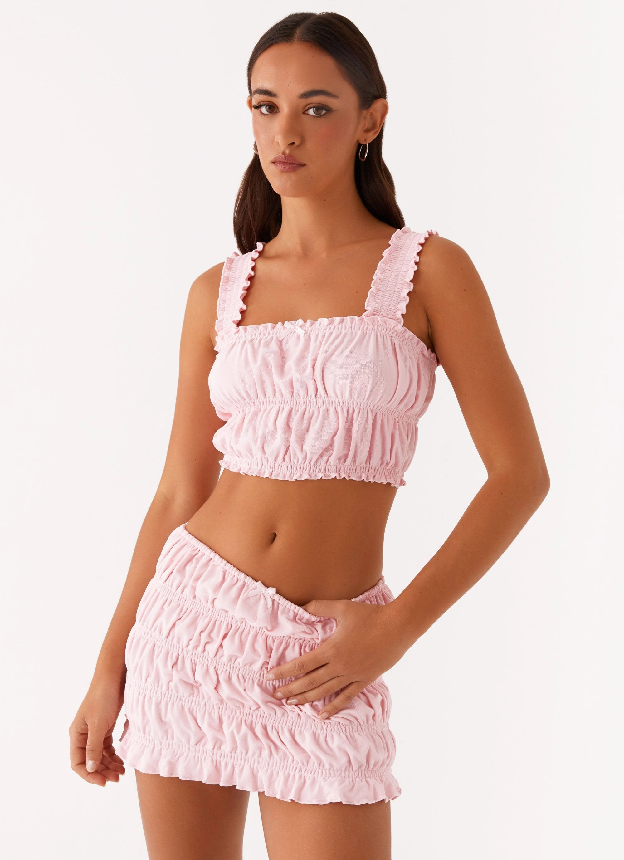 Laidback Feel Off by Heart Shirred Skirt - Blush