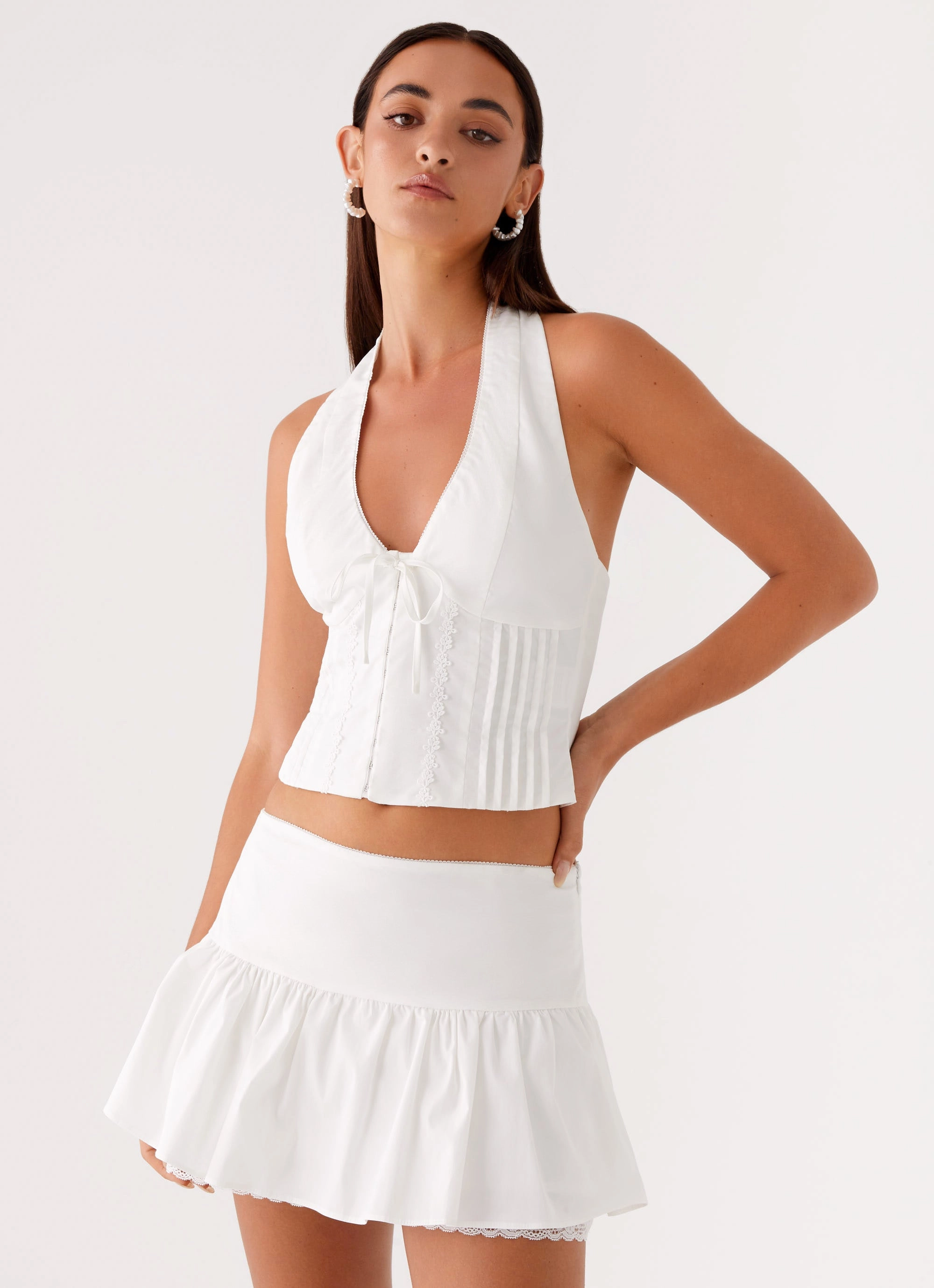 Mavis Mini Skirt - White Occasion Dressing