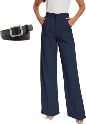 Daisy Grace Wide Leg Trousers, Daisy Grace Trousers Igh Elastic Black Wide-Leg Tailored Business Casual Pants