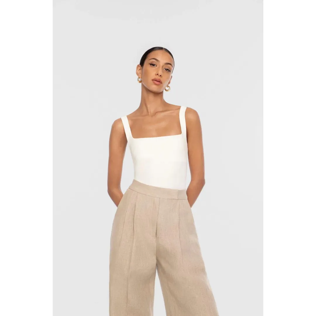 DAL THE LABEL Essential Bodysuit, Ivory Non Binding Cuffs Utility Pockets