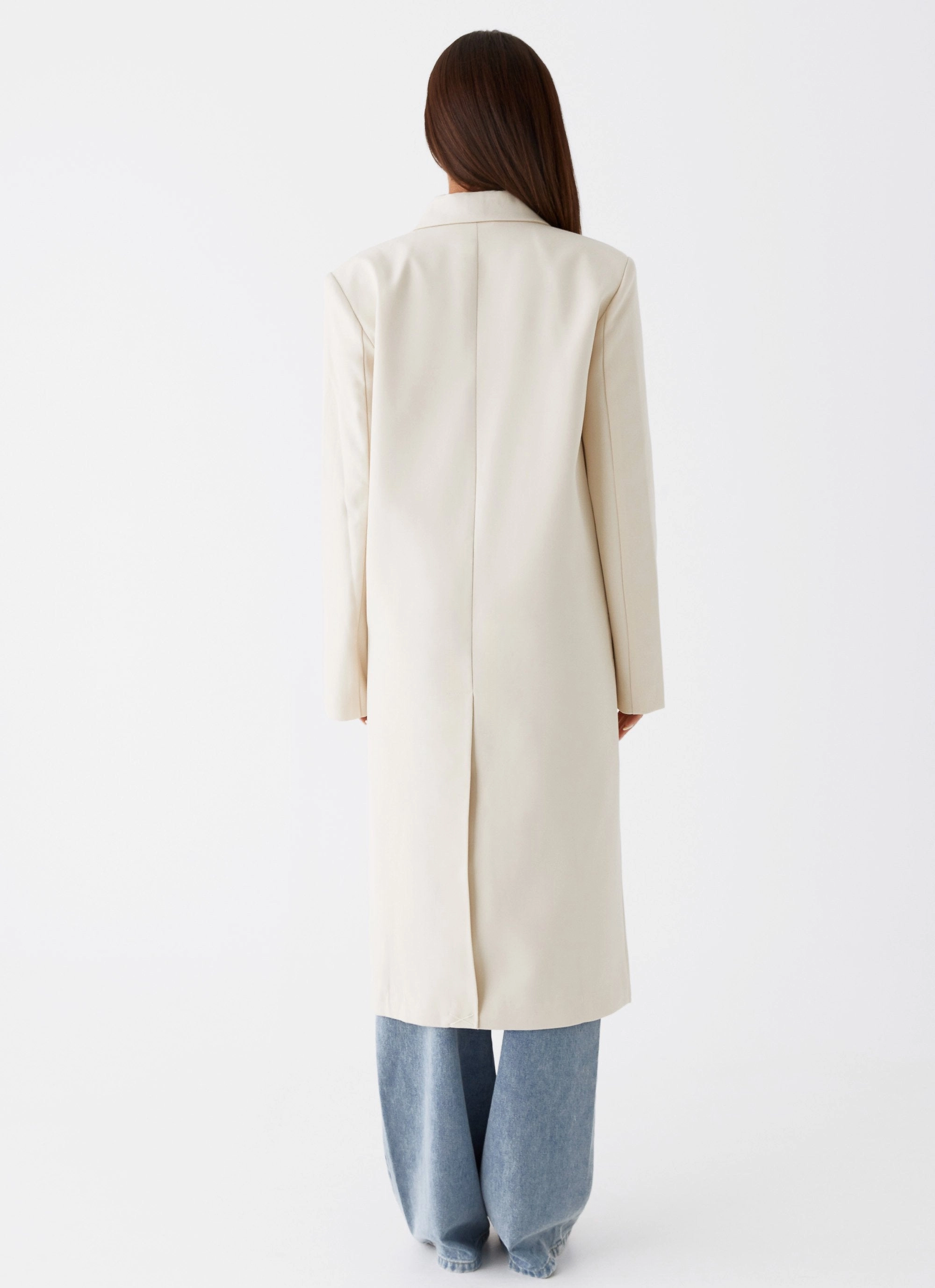 Dalia Double Breasted Blazer Coat - Beige Modular Design Weekend Casual Fit