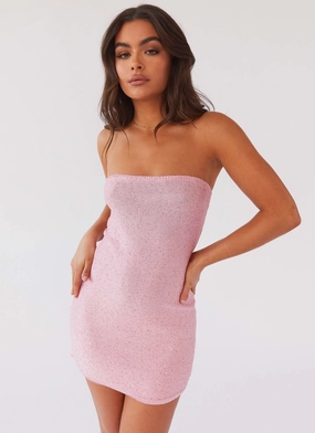 Dance The Night Tube Knit Mini Dress - Pink Dusk Light Motion