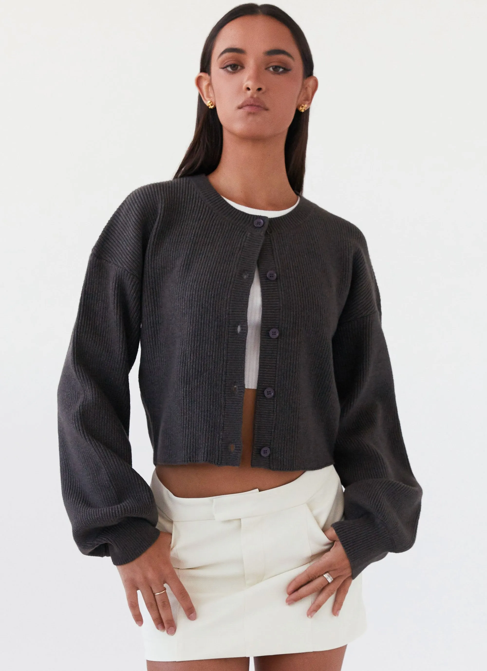 Daphne Knit Cardigan - Charcoal Quick Release Fasteners