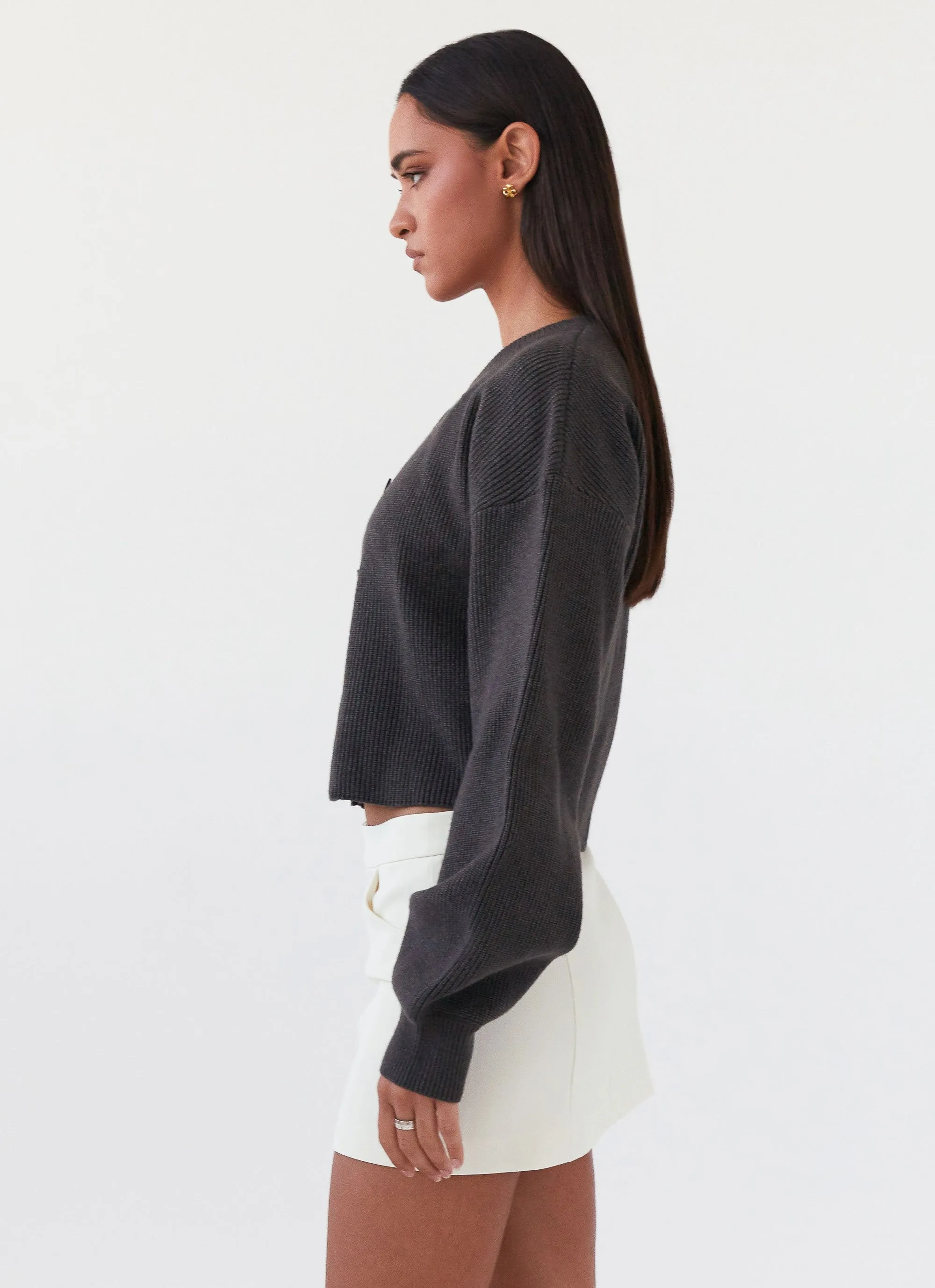 Daphne Knit Cardigan - Charcoal Stylish Look