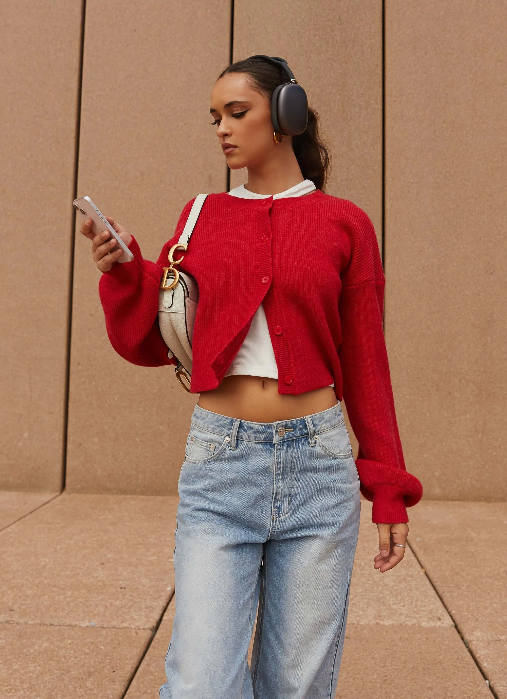 Daphne Knit Cardigan - Cherry Reflective Safety Accents