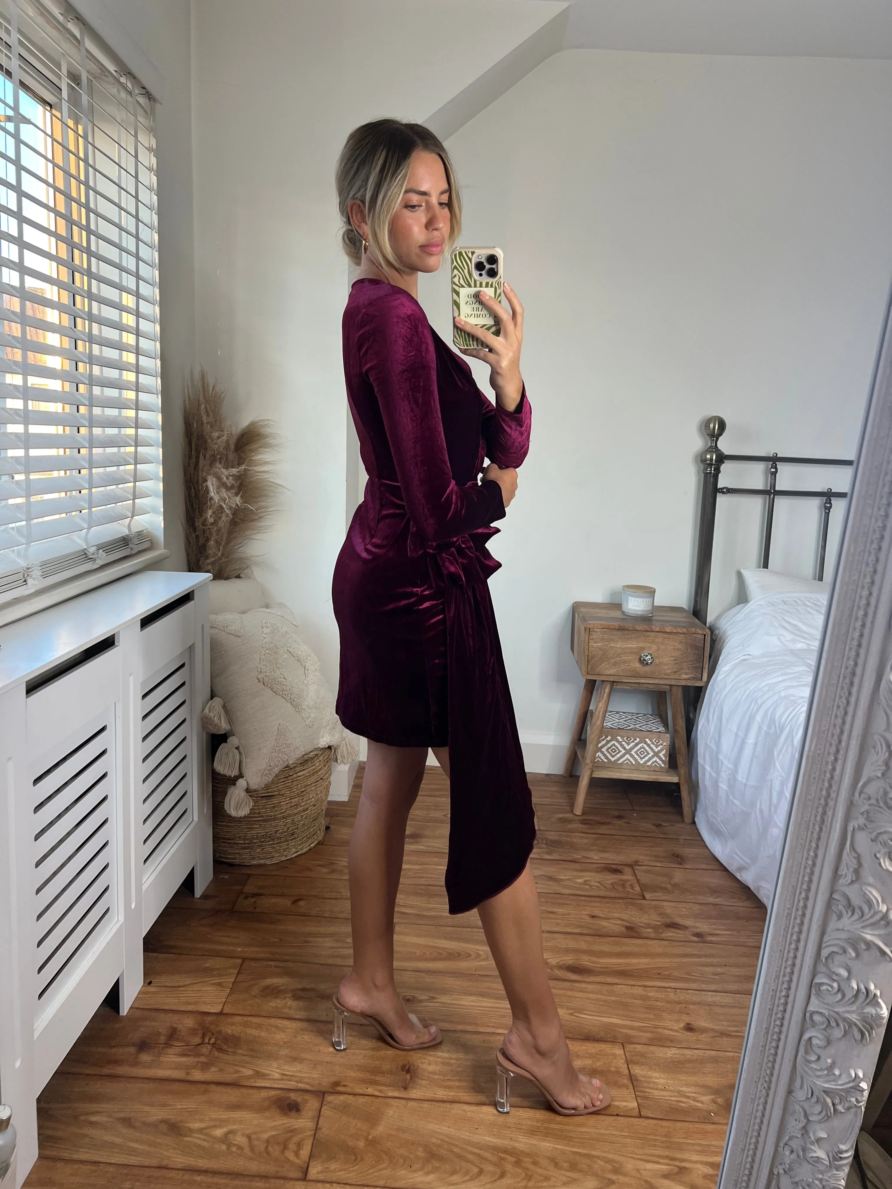 Darcy Velvet Mini Dress / Wine Earthy Hue