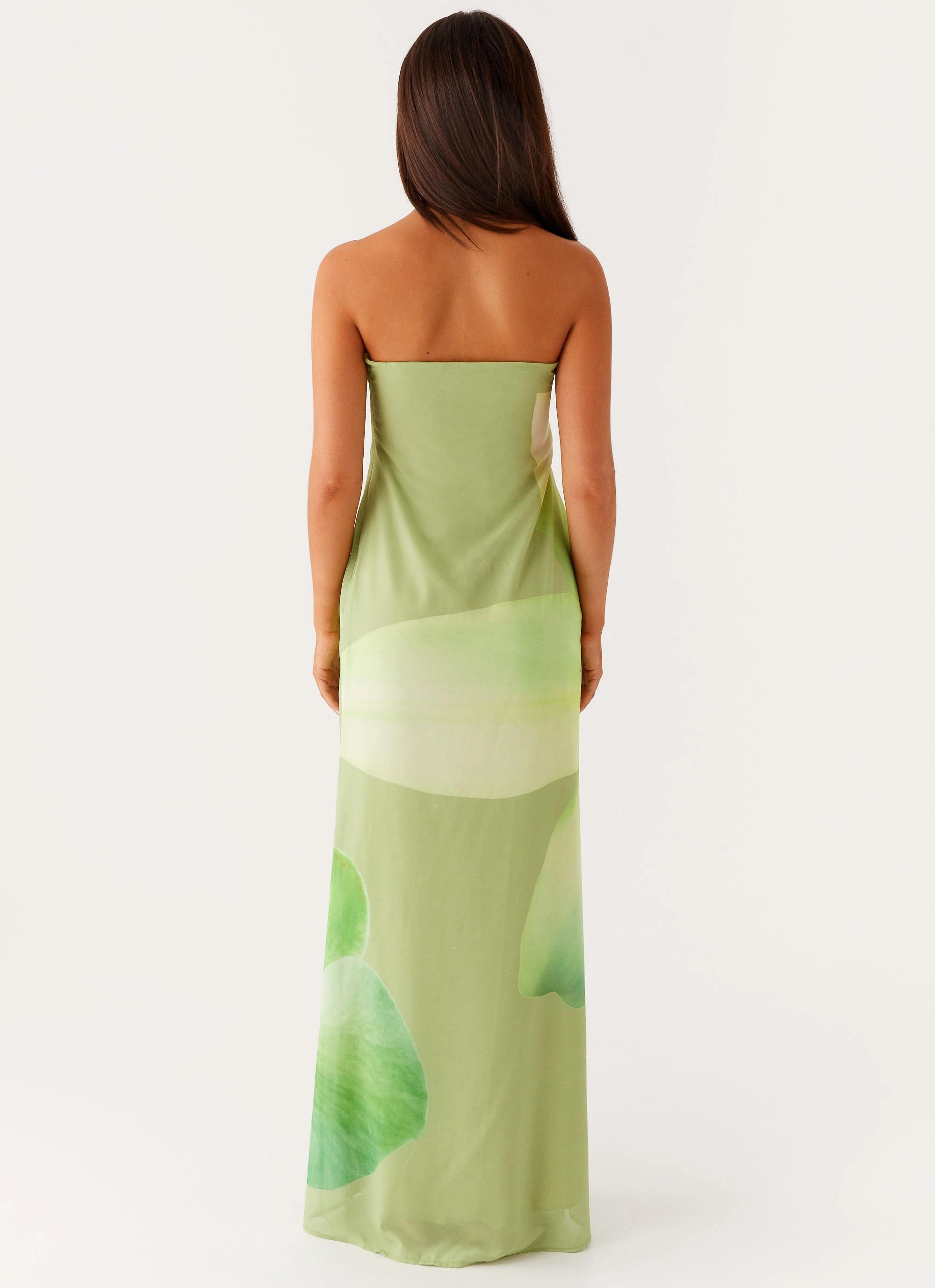 Darcy Maxi Dress - Green Floral Art-Gallery Boat-Neck
