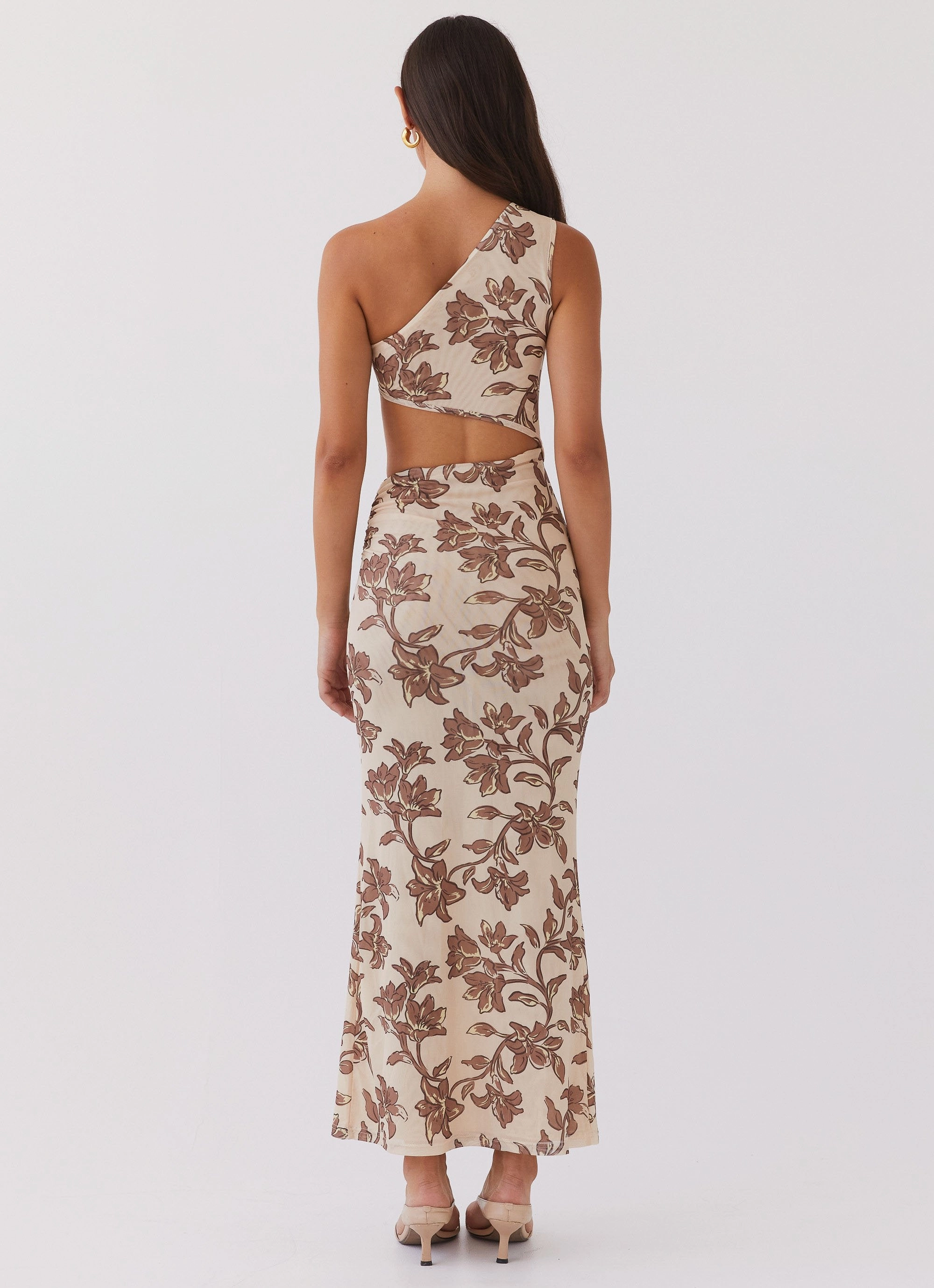 Shadows In The Sun Mesh Maxi Dress - Hazel Bloom Non-Pilling Mixed Fabric