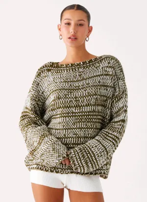 Darla Oversized Knit Jumper - Khaki Thermal Regulation System