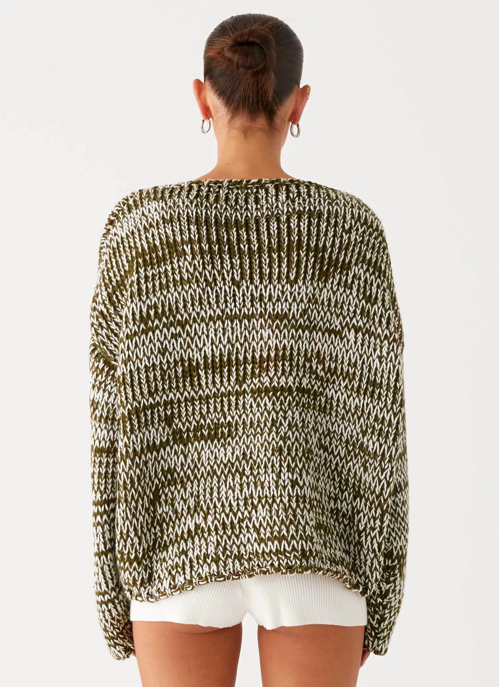 Darla Oversized Knit Jumper - Khaki FrayResistant Fabric NonChafingEdges