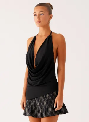 Dasha Cowl Top - Black Lightweight Design