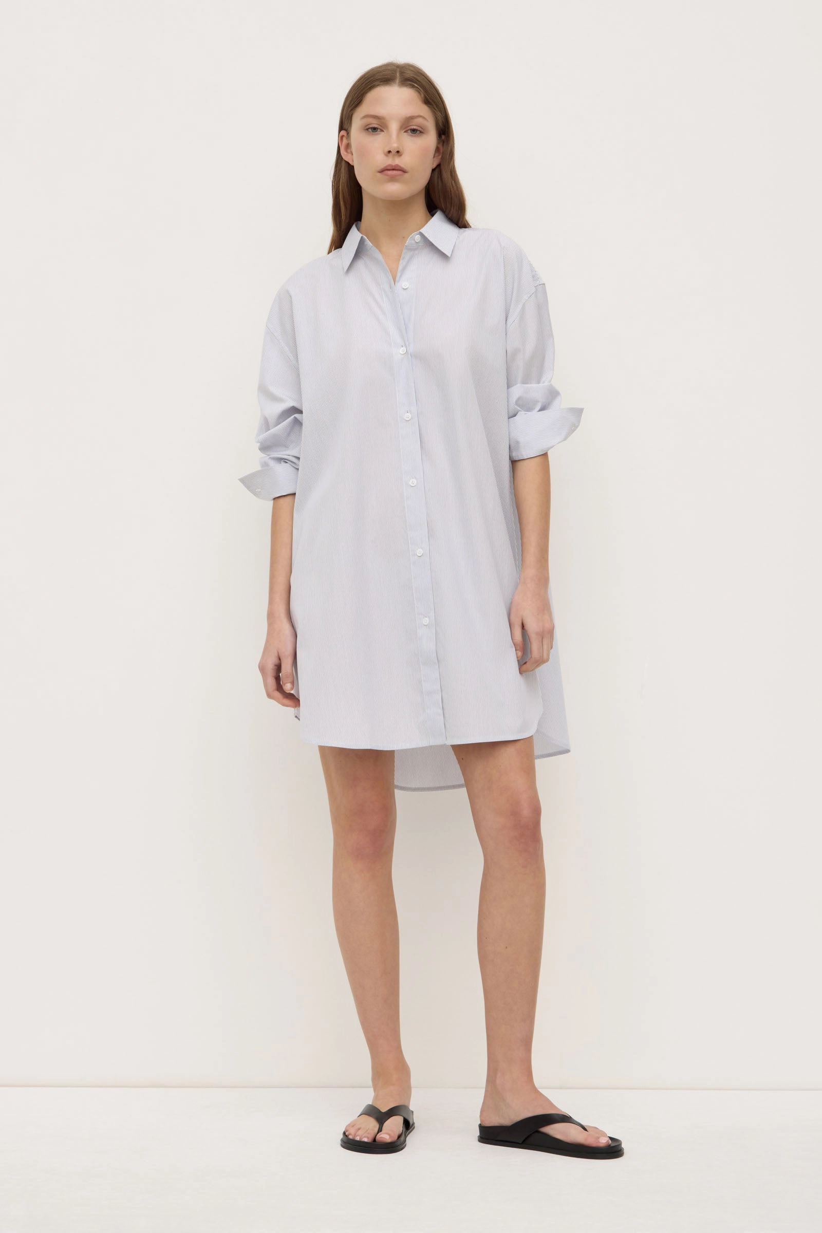 Petite friendly Feminine Movement Cora Stripe Shirt Dress