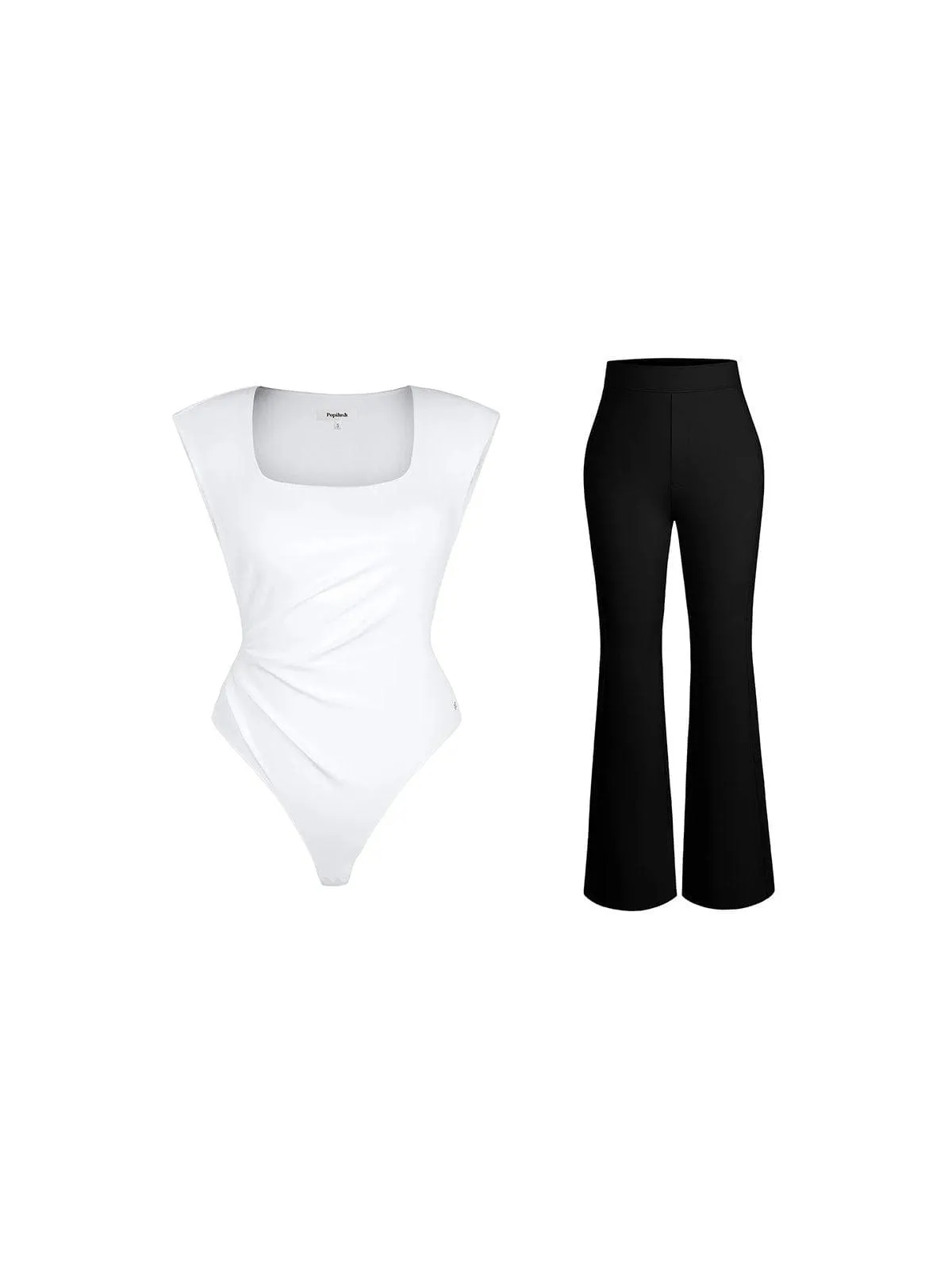 Sporty Design ThermalRegulationLayer Day To Night Set Tummy Control Bodysuit Built-in Shapewear Pants