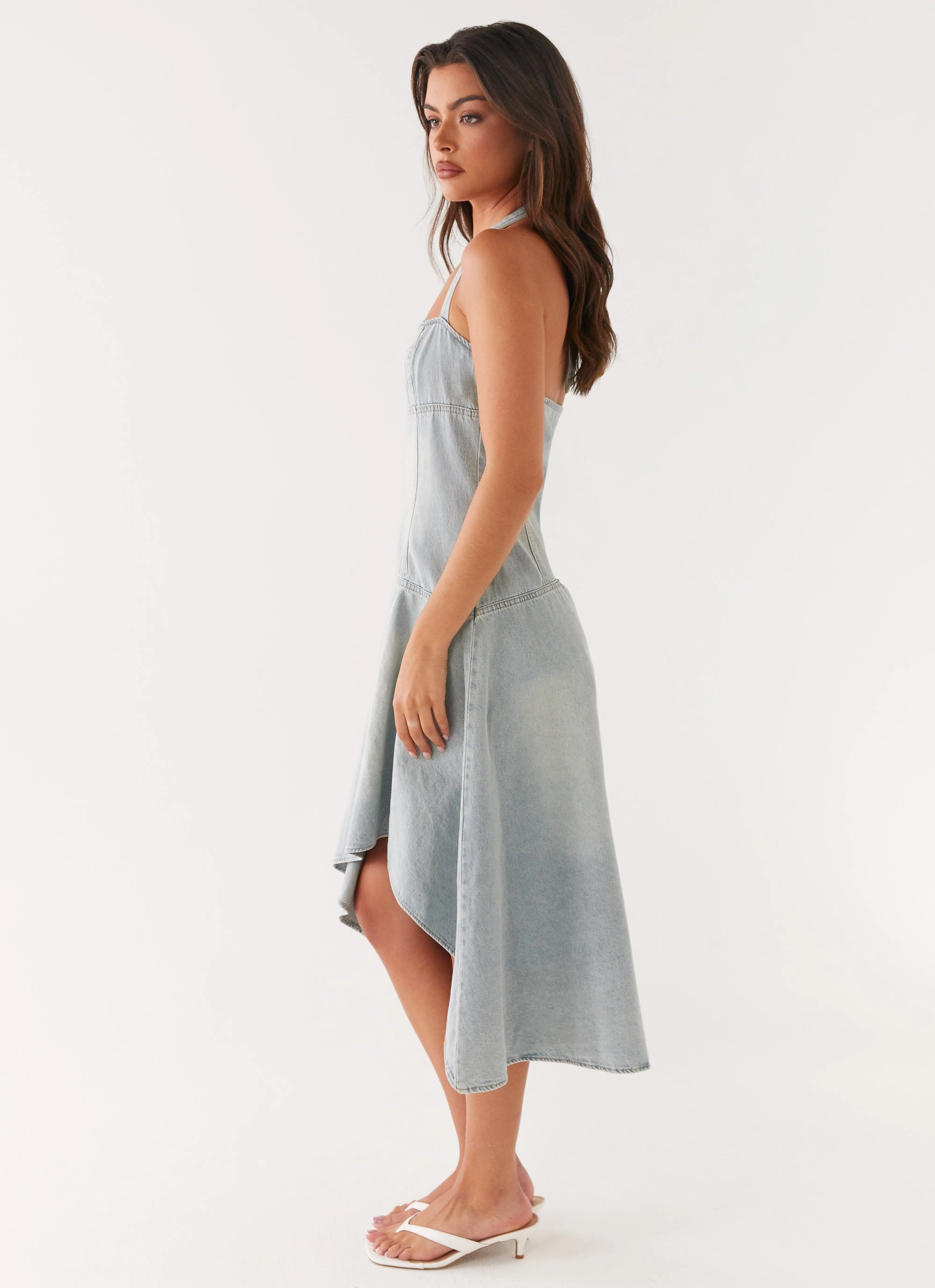 EasyCareMaterial Tanisha Denim Midi Dress - Washed Blue