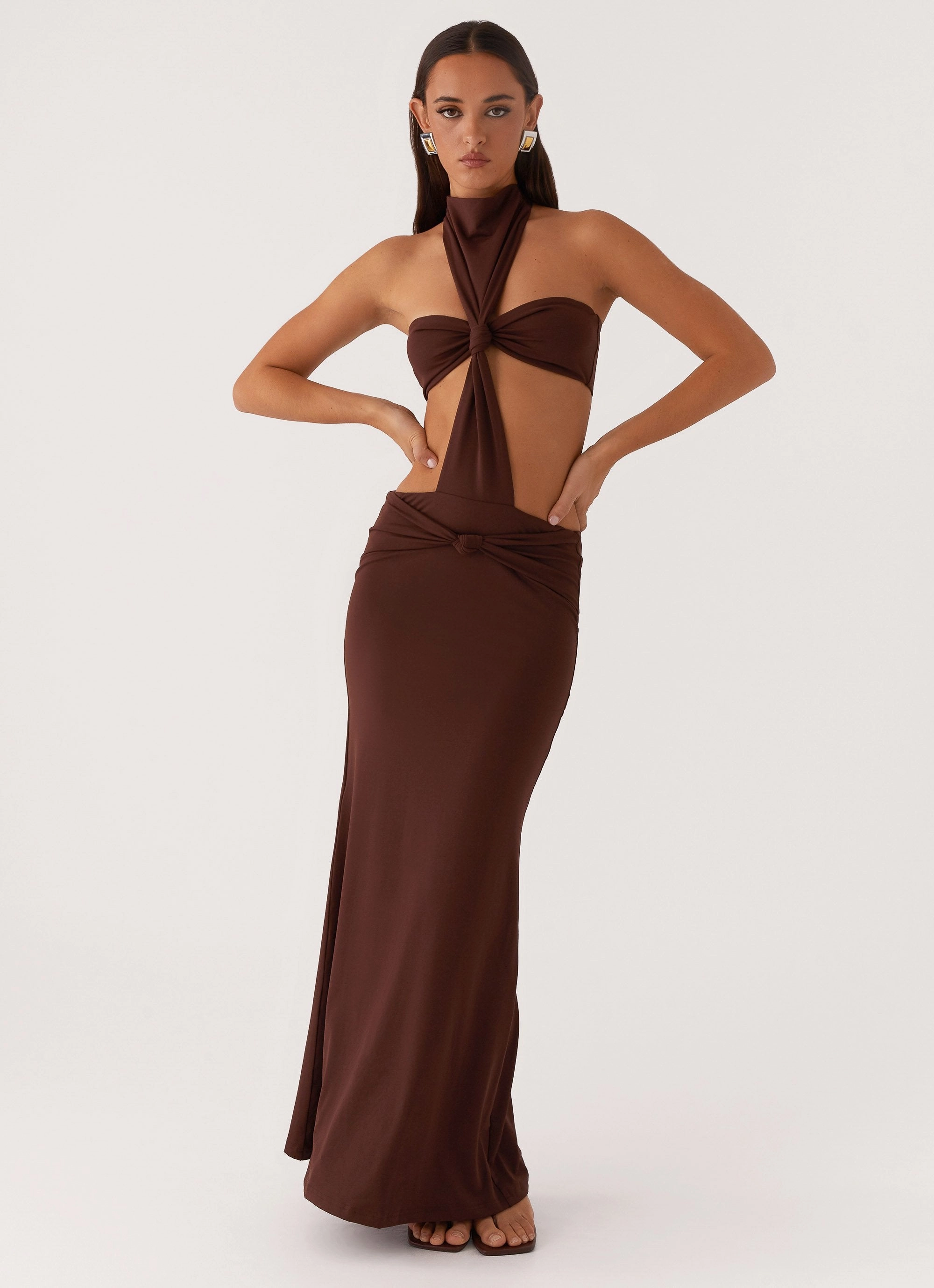 foldable Elinor Maxi Dress - Chocolate