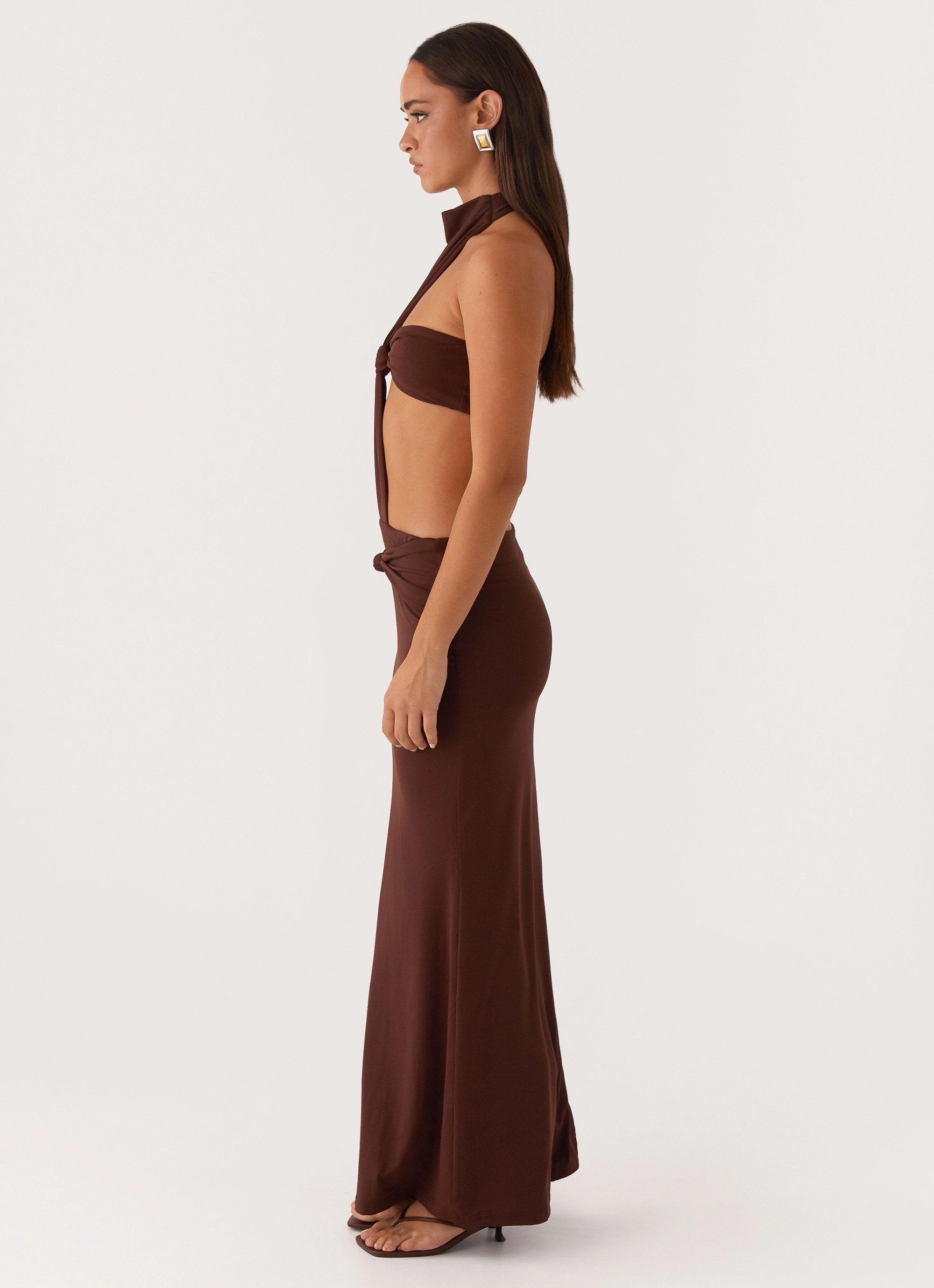 Cut-Out-Detail Flattering Shape Elinor Maxi Dress - Chocolate