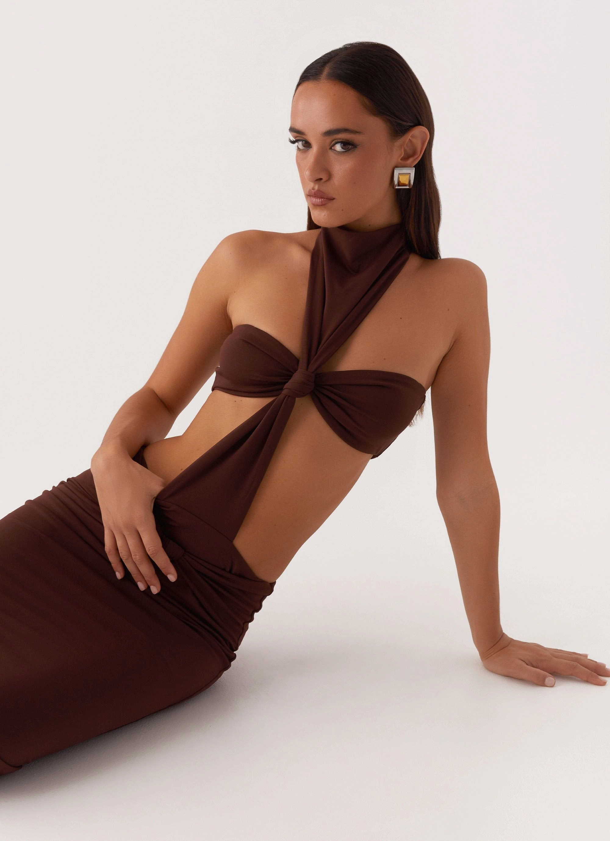 Classic and Modern Vintage Vibe Elinor Maxi Dress - Chocolate