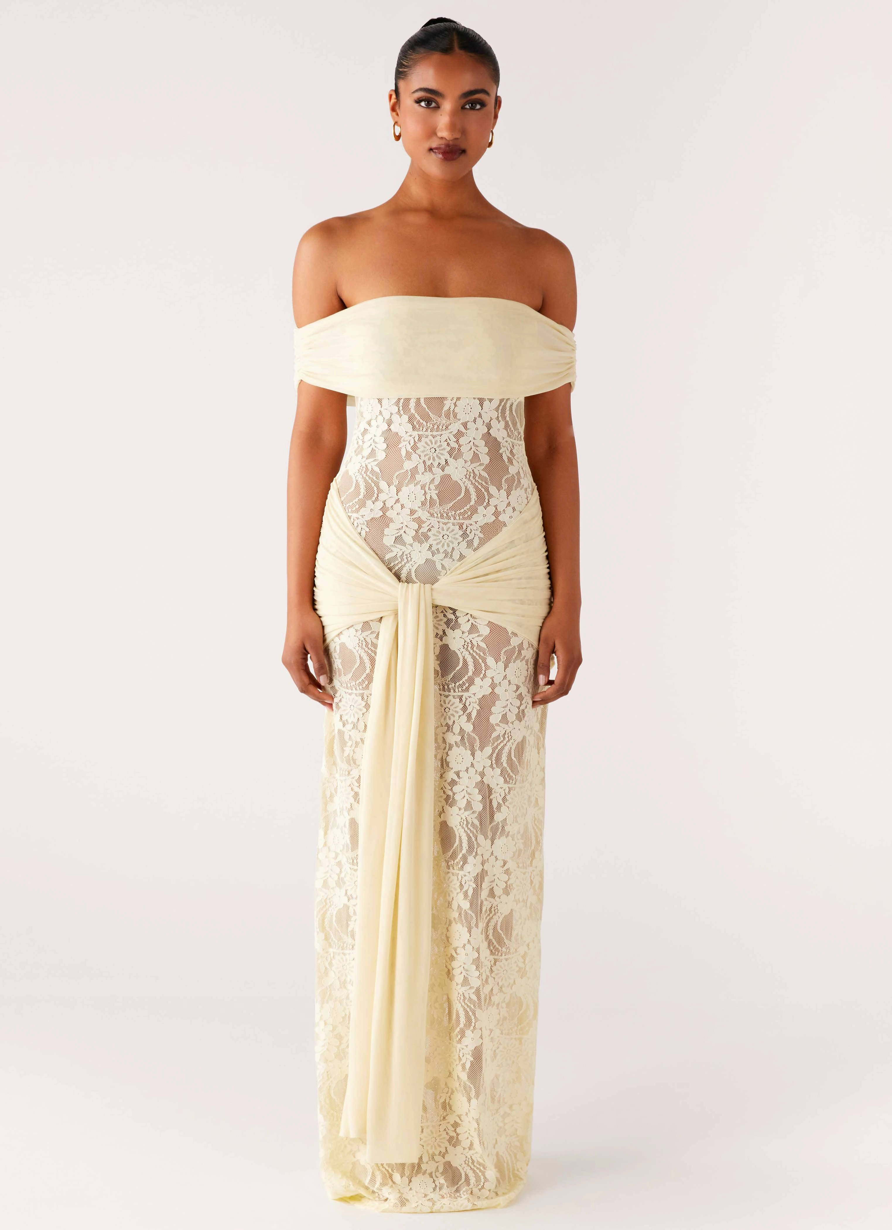 Chic Silhouette Gracie Twist Maxi Dress - Yellow