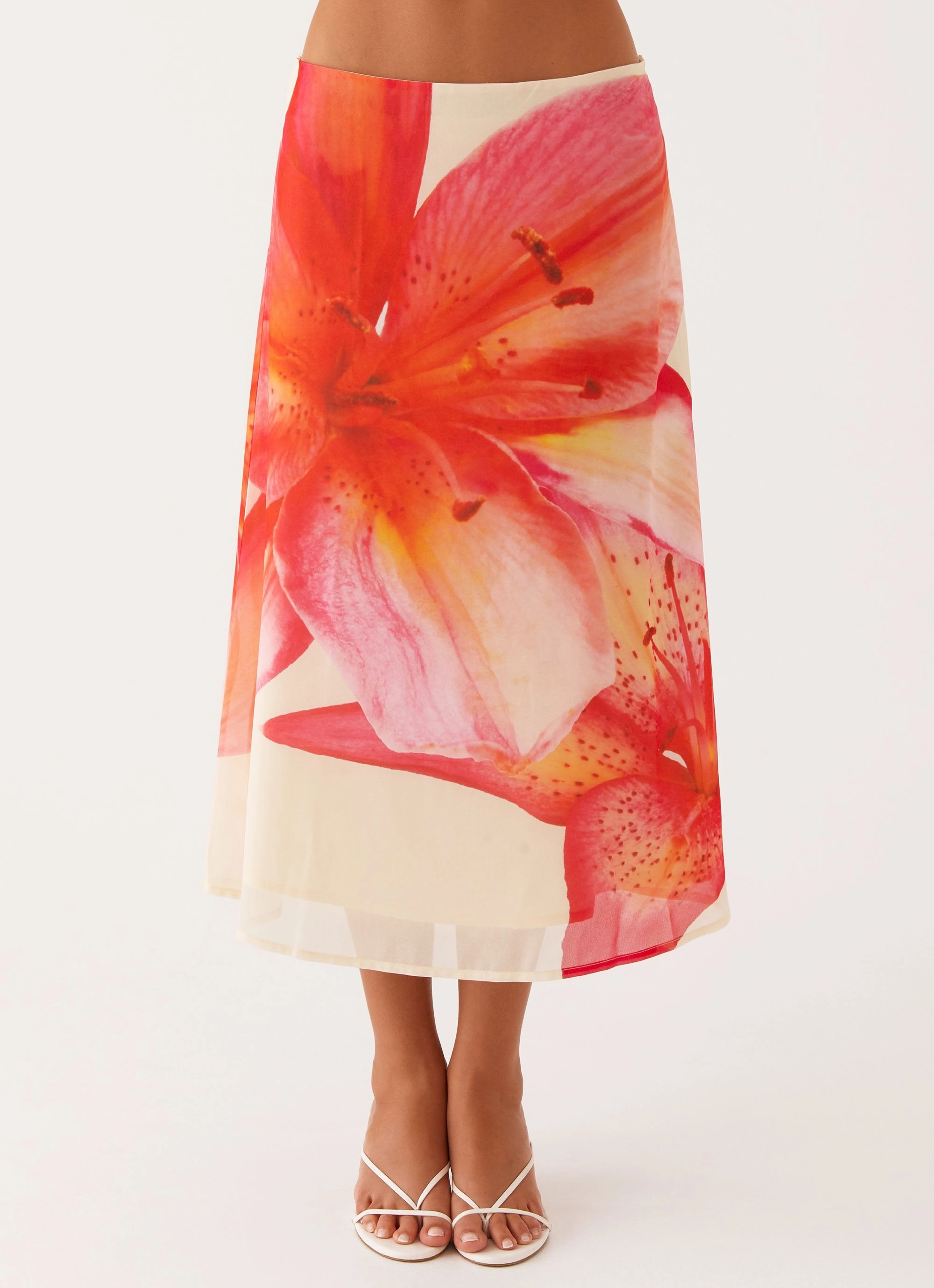 Summertime Midi Skirt - Yellow Floral Water Repellent Calm Mood