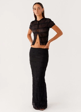 Daydreaming Low Rise Maxi Skirt - Black Hip Skimming Minimalist Layering