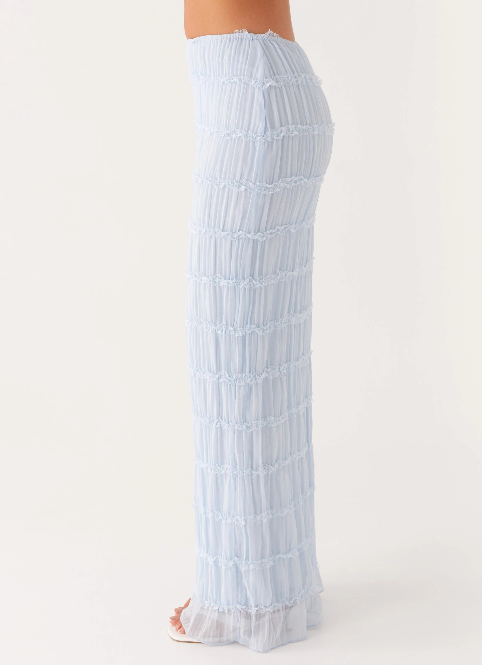 Flexible Waistband Daydreaming Low Rise Maxi Skirt - Blue