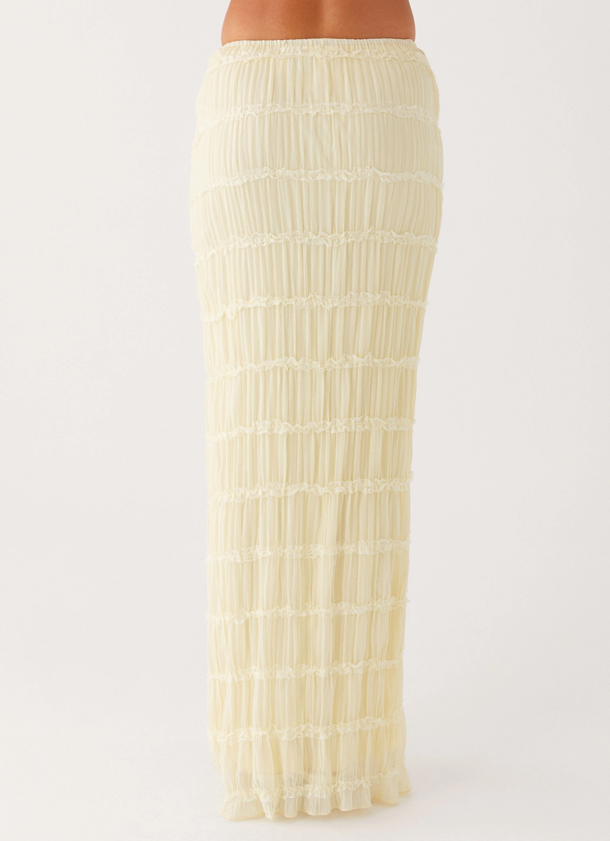 Twist Front Design Mini length Daydreaming Low Rise Maxi Skirt - Yellow