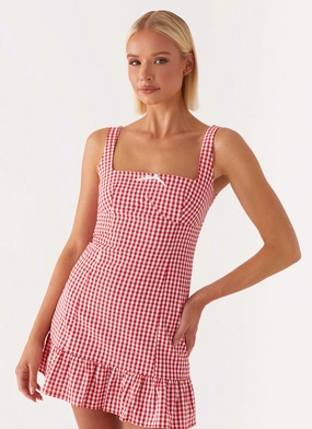 Soft cotton dress Honesty Mini Dress - Red Gingham