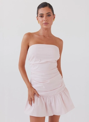 Dear Taylor Ruched Mini Dress - Pink Cloud Ruched-Detail