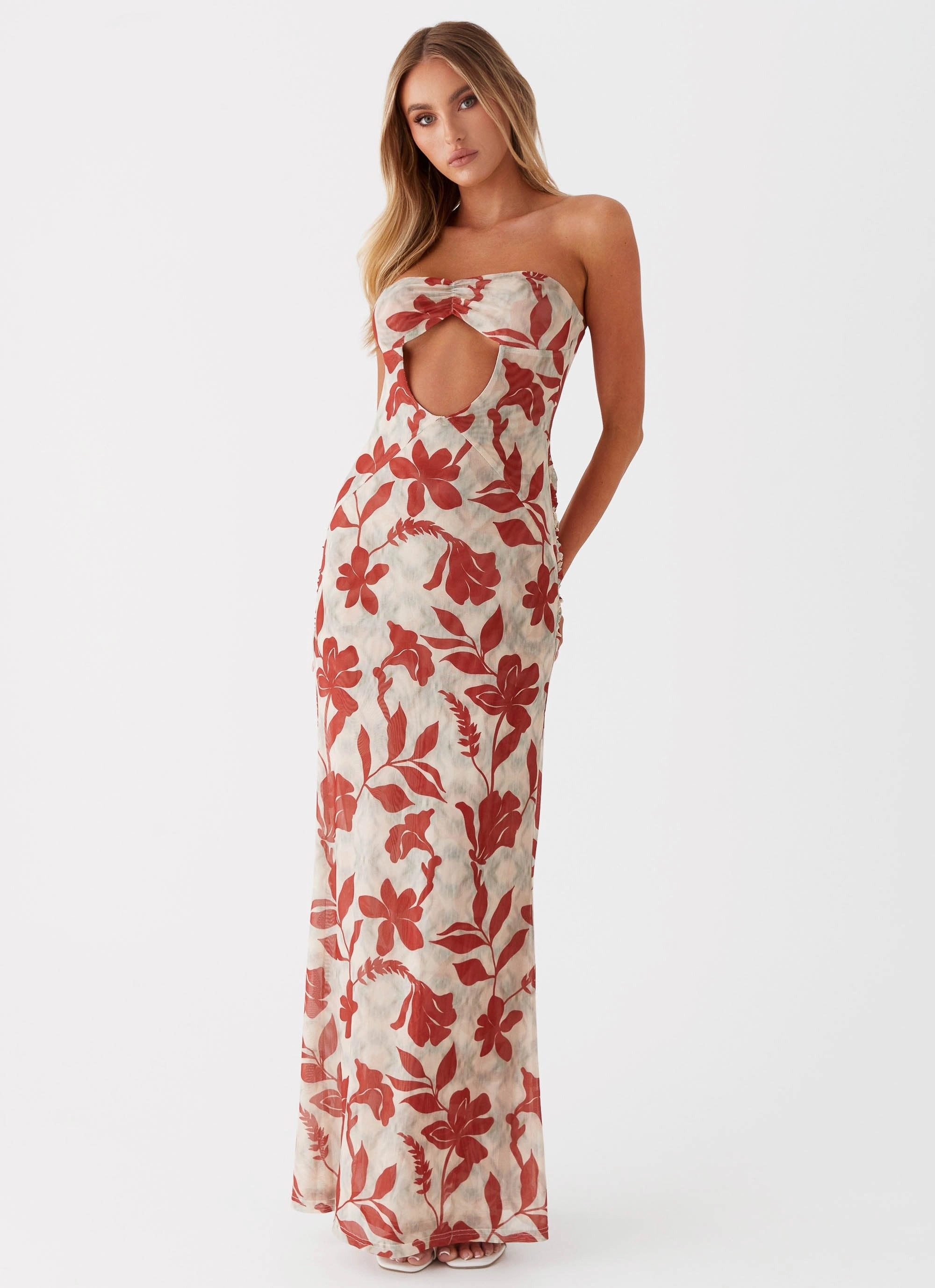 Sharp Fit Clean Stitch Dearest Maxi Dress - Red Green Floral